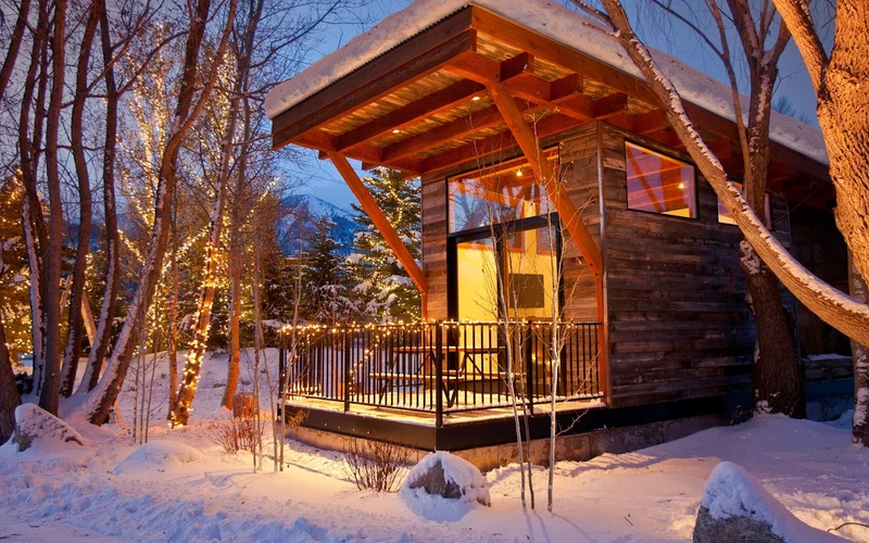 Fireside Resort cabins on Highway 390 in Wilson, five miles below the ski-in ski-out hotels of Jackson Hole, Wyoming