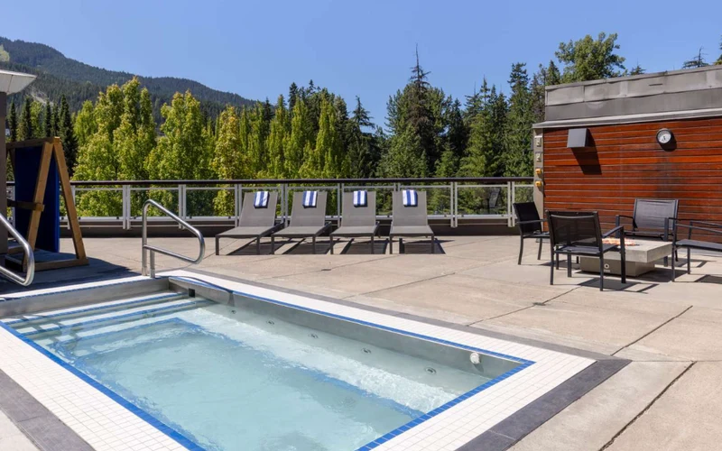 Le Chamois on the Blackcomb base plaza in the Upper Village, a ski-in ski-out hotel in Whistler