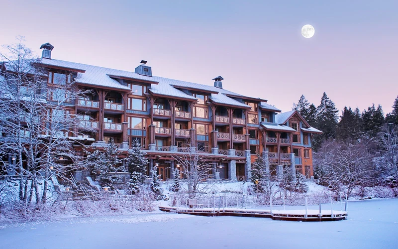 Nita Lake Lodge on its lake in Creekside, a shuttle ride from the gondola in Whistler, British Columbia