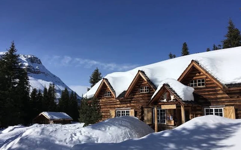 Skoki Lodge, the 1931 backcountry ski-in lodge behind the Lake Louise ski area in Banff National Park, Alberta