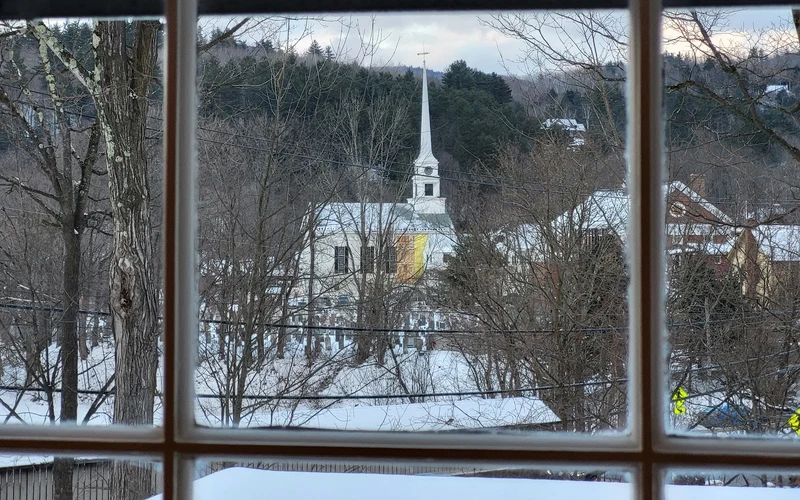 Stowe Village Inn at the village end of Mountain Road, seven miles from the ski-in ski-out lodging at Stowe, Vermont