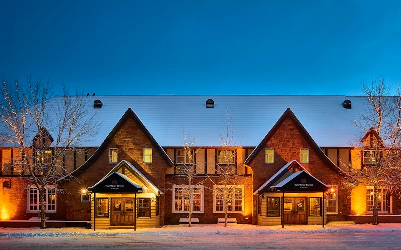 The Wort Hotel on Glenwood Street in downtown Jackson, the in-town alternative to Jackson Hole ski-in ski-out hotels in Wyoming