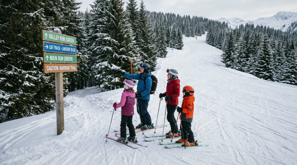 Schoolmarm, the 3.5-mile green run descending Dercum Mountain to the Mountain House base at Keystone, Colorado