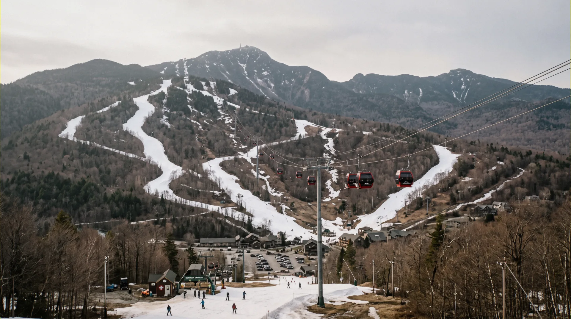 Killington Resort in Vermont above the Snowshed base, where the only ski-in ski-out lodging at Killington sits on East Mountain Road