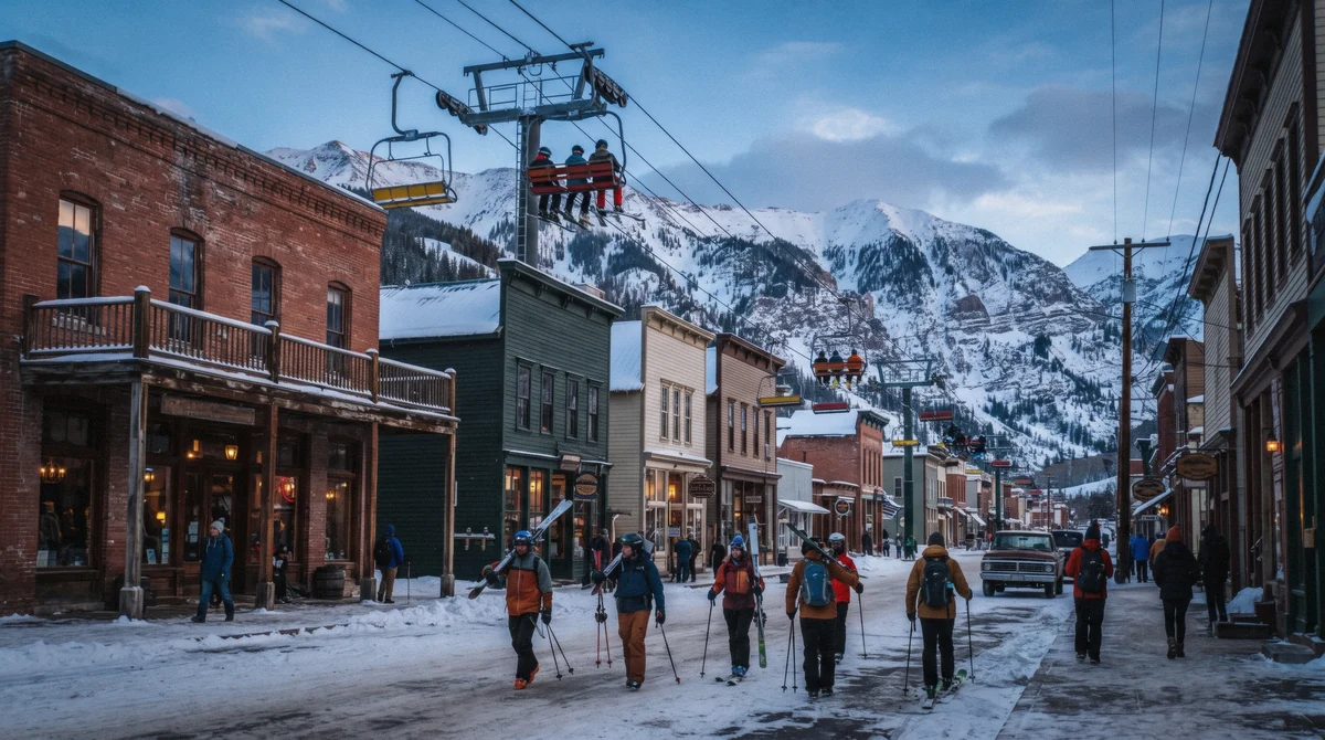 The Town Lift running out of Main Street in Old Town, the ski connection to ski-in ski-out hotels in Park City, Utah