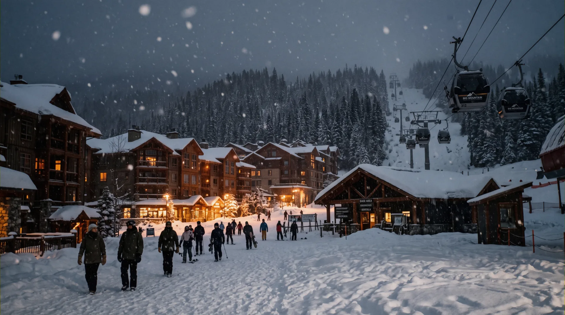 The Steamboat base area below Mount Werner in Colorado, where the ski-in ski-out lodging in Steamboat stands on the Stampede and Right-O-Way runs