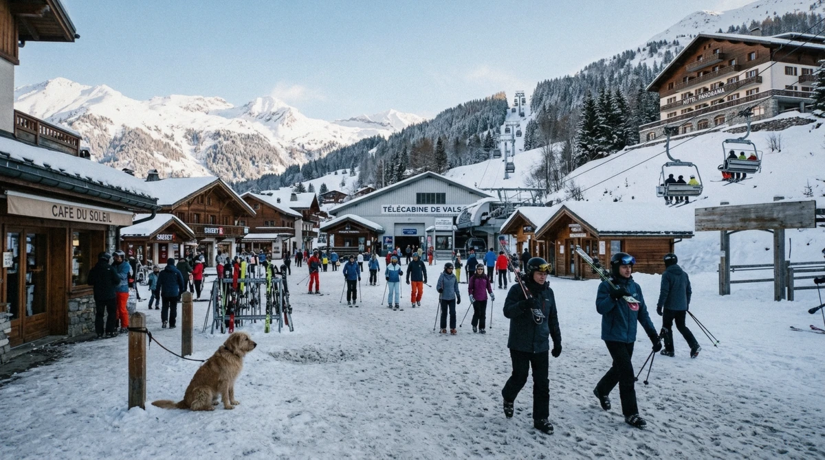 The pedestrian Village at Winter Park Resort in Colorado, where the ski-in ski-out lodging sits at the gondola base